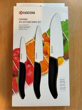 Kyocera Black Ceramic Knife Set - 3-Piece.  New.  In Box. Retail $110